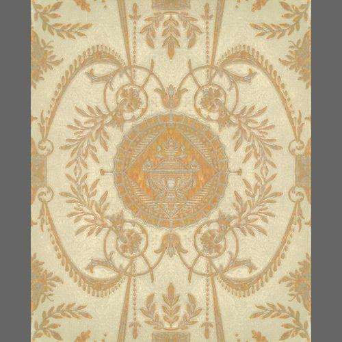1800's vintage brown and off-white crest pattern wallcovering wi